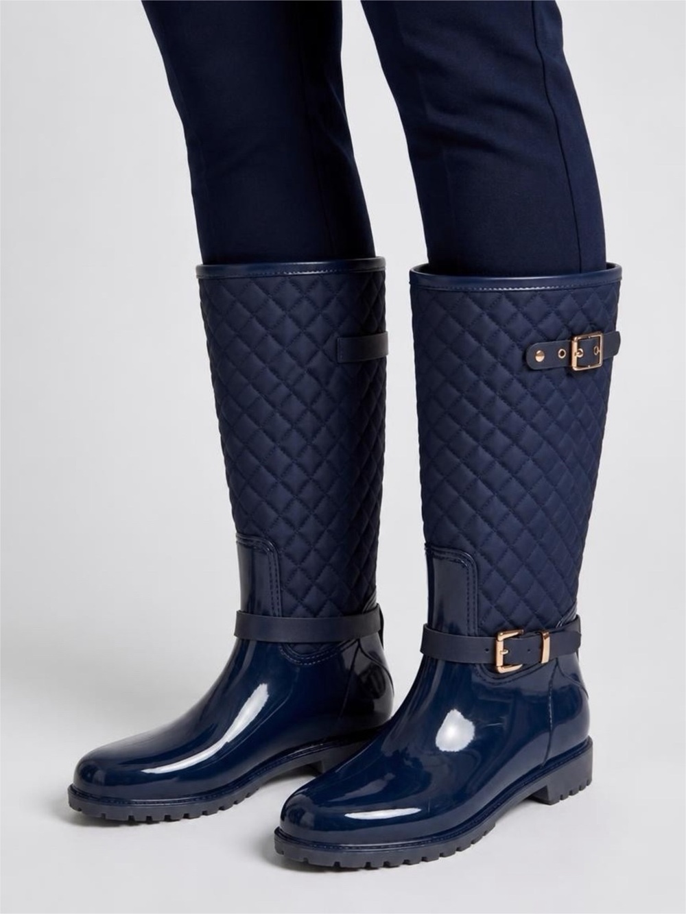 Hunter Refined Gloss Quilted Tall Rain Boots